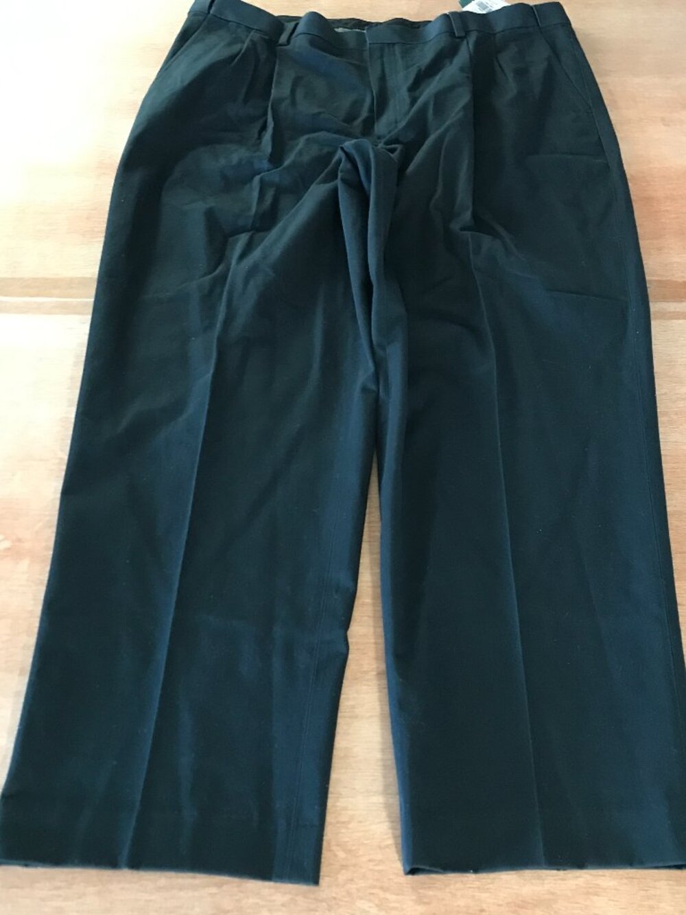 L. L. Bean Wrinkle Free Chino Dress Pants Men 40x29 Black Pleated High Rise